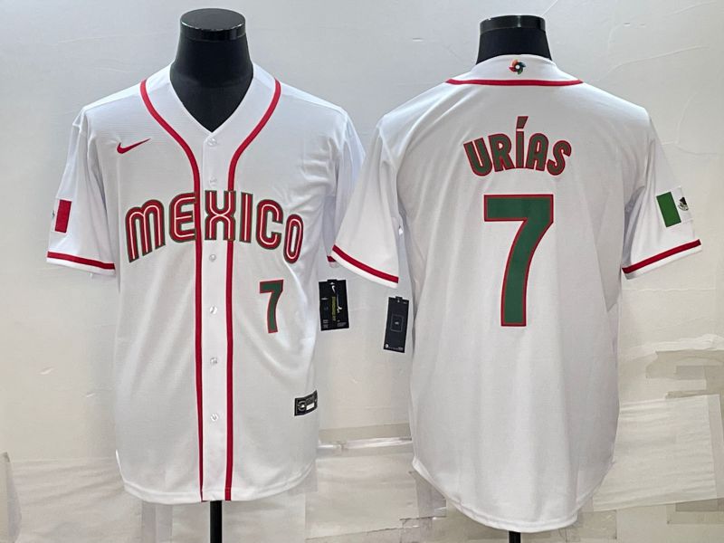 Men 2023 World Cub Mexico #7 Urias White Nike MLB Jersey9